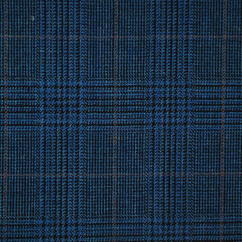 Aqua Blue Prince Of Wales Plaid w/ Peach Windowpane