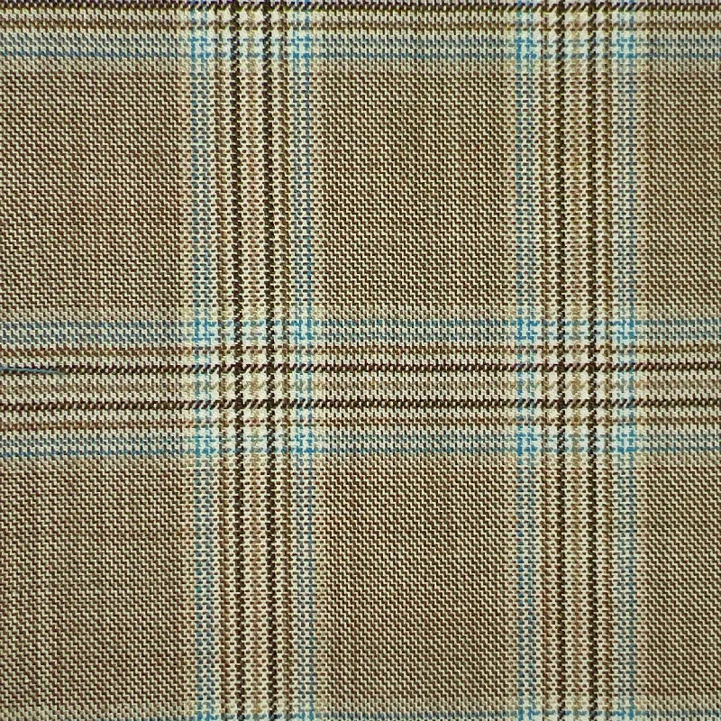 Light Brown Prince Of Wales Plaid w/ Sky Blue Windowpane