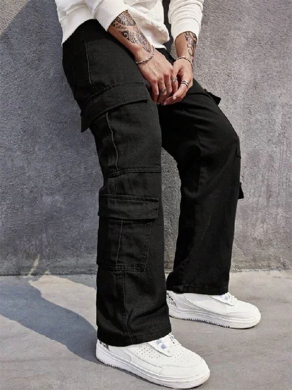 Everyday Casual Men's JeansCarbon Black Men Baggy Fit Cargo