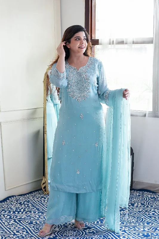 Nyraa Blue Georgette Suit Set