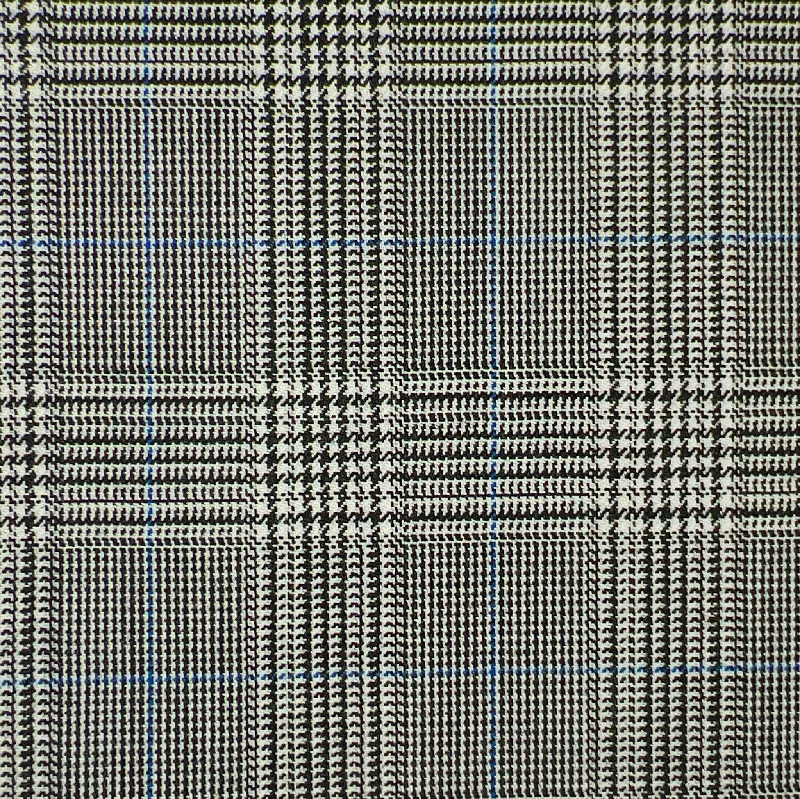 Black White Prince Of Wales Plaid w/ Medium Blue Windowpane