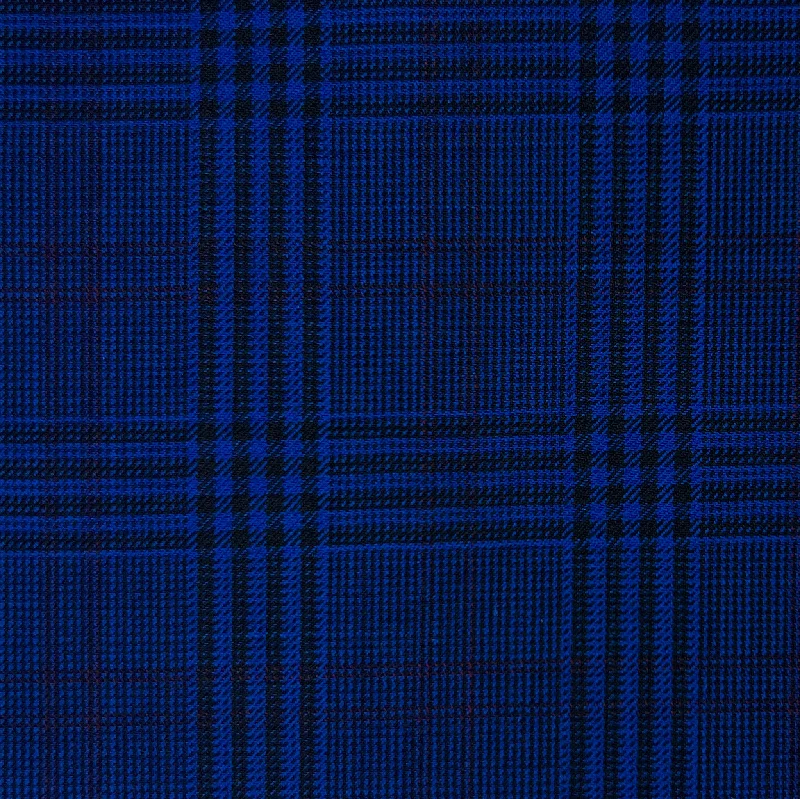 Royal Blue Prince Of Wales Plaid w/ Red Windowpane