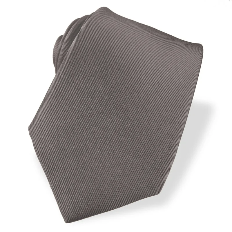 Grey Silk Grosgrain Tie