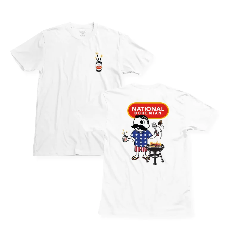 Men's Shirts with Patch PocketsBBQ BOH TEE - WHITE