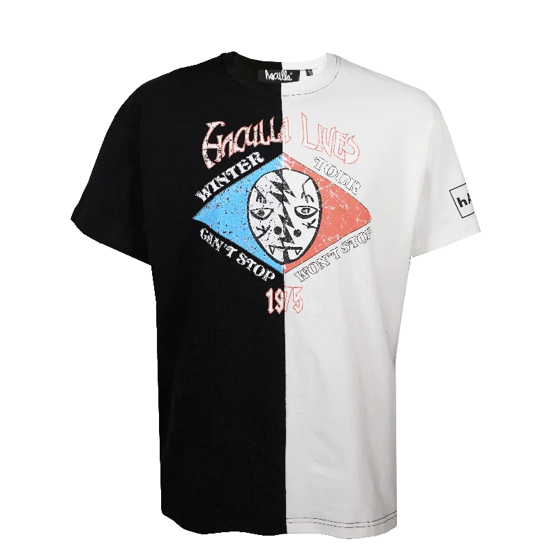 Men's Shirts with Asymmetrical HemlinesHACULLA LIVES WORLD TOUR CUT IN HALF TEE