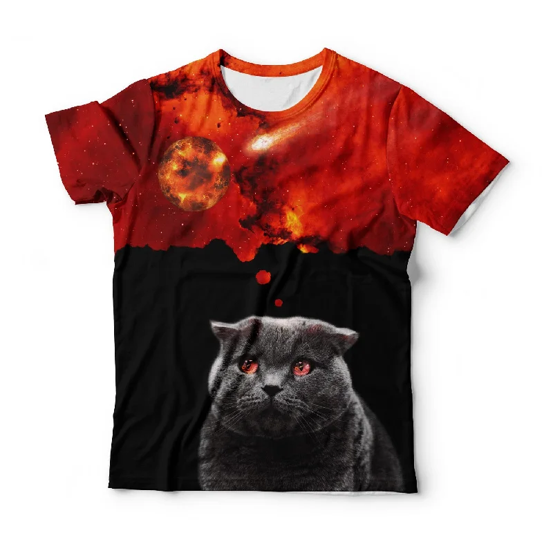 Men's Shirts with Contrast StitchingKitty Cat T-Shirt