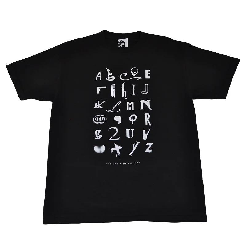 Men's Shirts with Mandarin CollarsMens Ongaku Hip Hop Alphabet T-Shirt Black