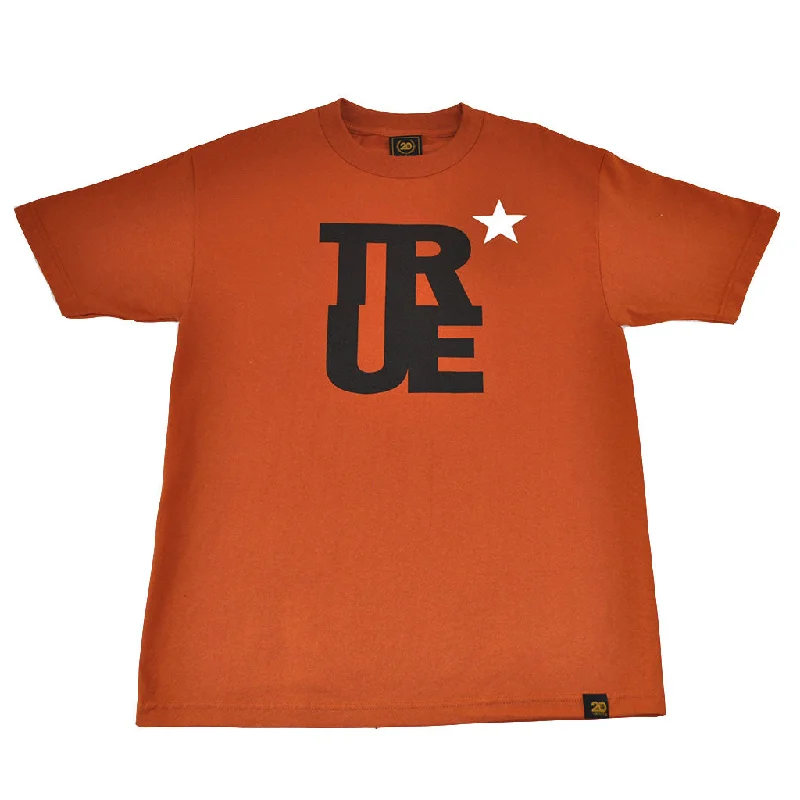 Men's Shirts with Embellished HemlinesMens True Logo Star T-Shirt Texas Orange