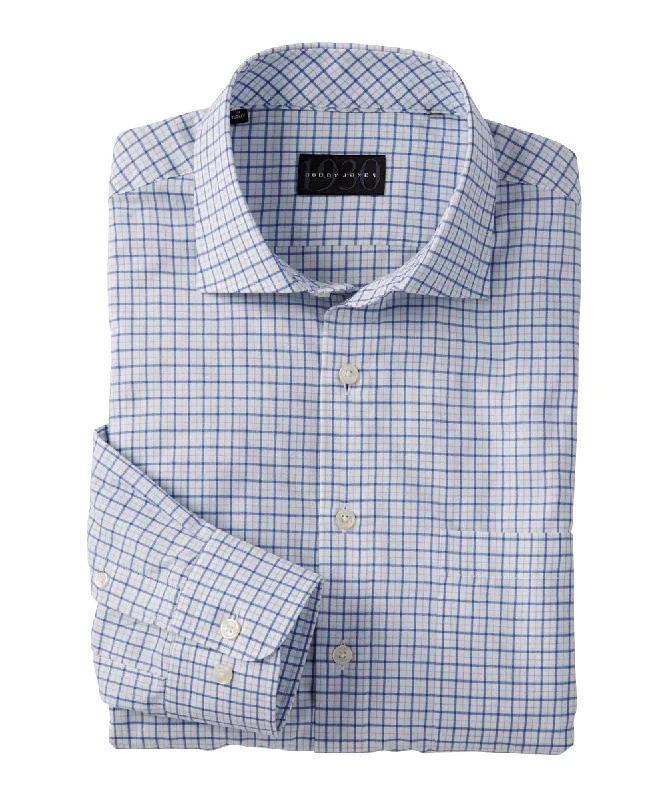 Classic Men's Dress ShirtsKasen 100% Cotton Grid Long Sleeve Sport Shirt