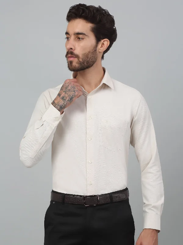 Men's Iron-Free Shirts for Wrinkle-Resistant WearMen's Fawn Formal Self Textured Full Sleeve Shirt