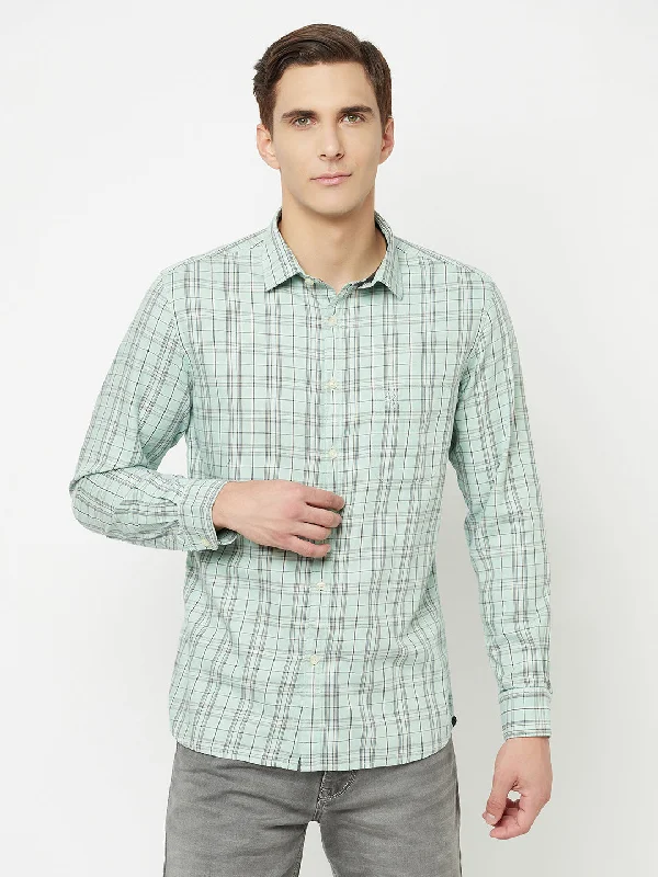 Men's Timeless Dress Shirts for Enduring StyleMen's Light Green Casual Medium Checks Full Sleeve Shirt