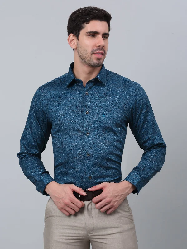 Men's Luxury Shirts for High-End FashionMen's Blue Party Paisley Print Full Sleeve Shirt