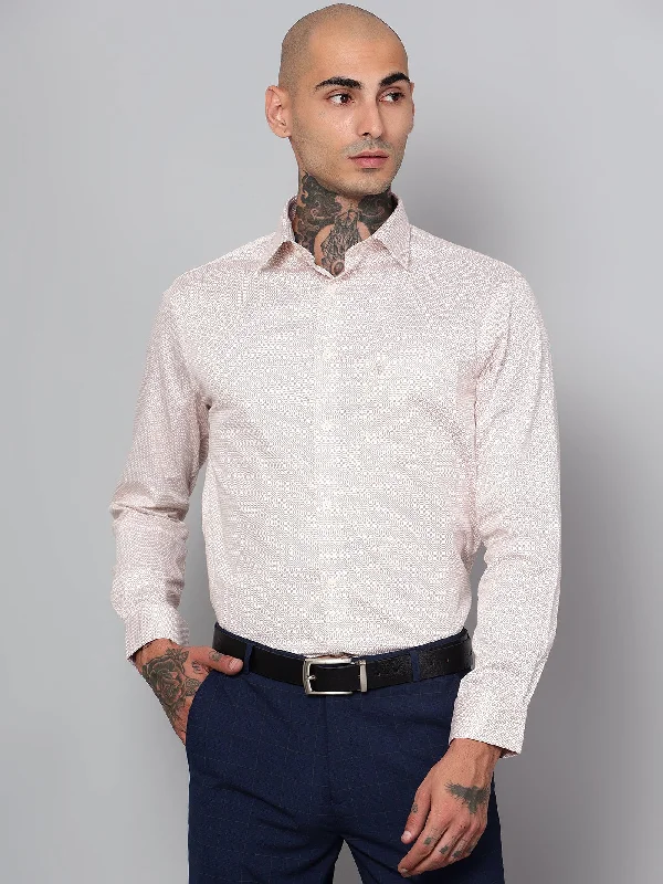 Men's Regular-Fit Shirts for a Classic FitMen's Brown Formal Geometric Print Full Sleeve Shirt