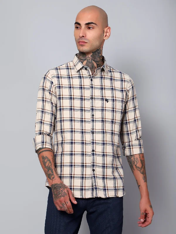 Men's Cowboy Shirts for Western StyleMen's Fawn Casual Big Checks Full Sleeve Shirt