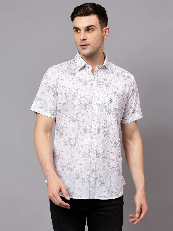 Men's Muscle Fit T-Shirts for a Body-Hugging FitMen's Grey  Casual Floral Print Half sleeve Shirt