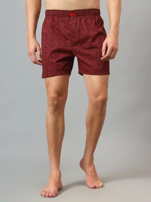 Men's Tapered Pants for a Slimming EffectMen's Maroon Printed Boxer