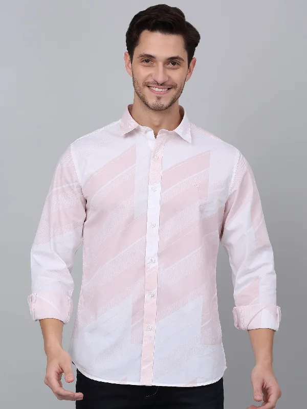 Comfortable Men's Flannel ShirtsMen's Pink Casual Abstract Print Full Sleeve Shirt