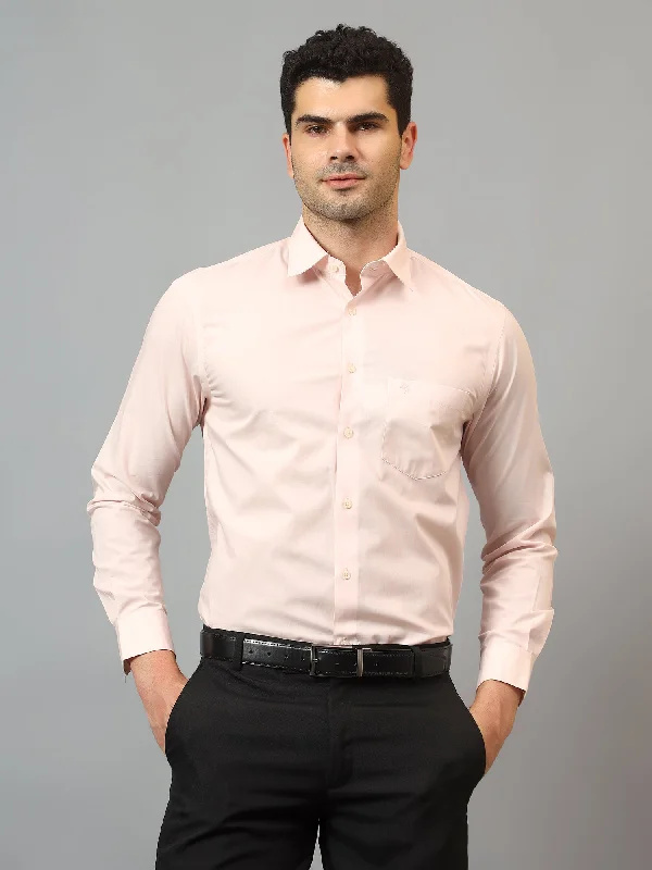 Men's Machine-Washable Shirts for ConvenienceMen's Pink Formal Plain Full Sleeve Shirt