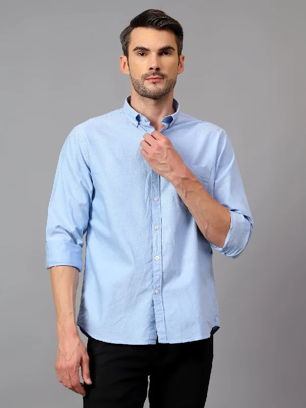 Men's Essential Dress Shirts for Everyday WearMen's Sky Blue Casual Plain Full Sleeve Shirt