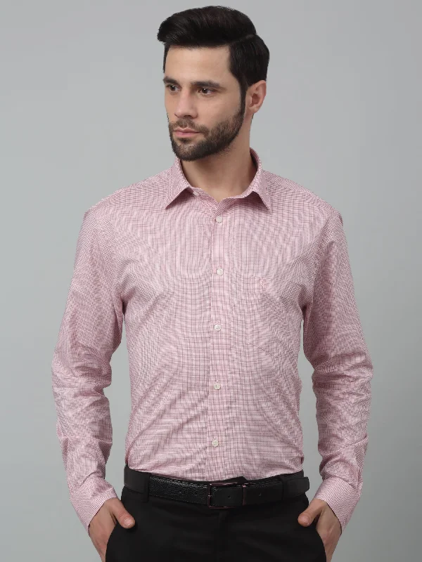 Men's Performance Fabric Shirts for All-Day ComfortMen's Red Formal Micro Checks Full Sleeve Shirt