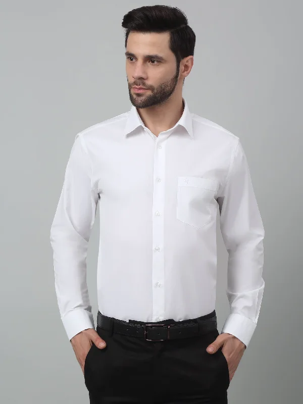 Men's V-Neck T-Shirts for a Flattering ShapeMen's White Formal Plain Full Sleeve Shirt