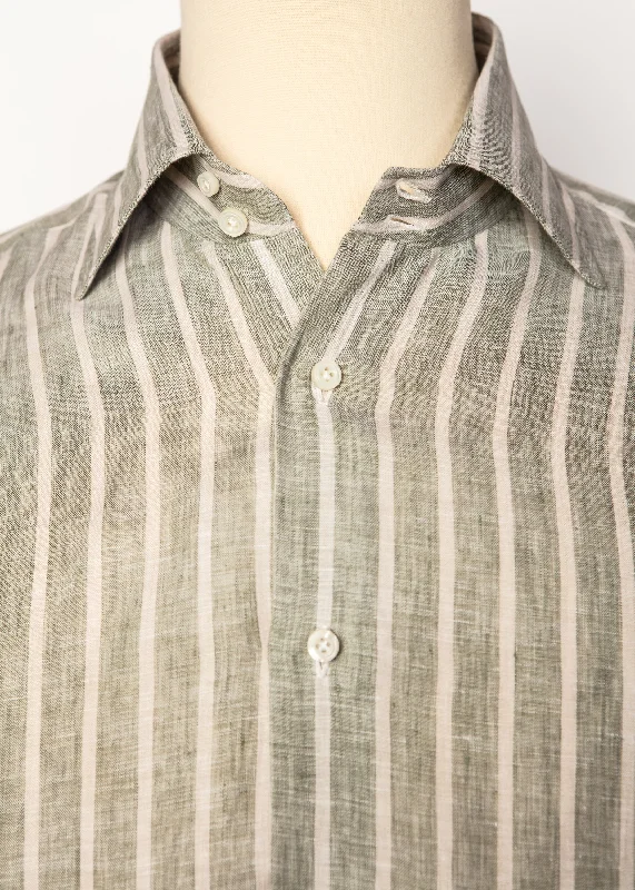 Men's Tailored Shirts for a Sharp AppearanceClassic Shirt in Sage w/White Stripes