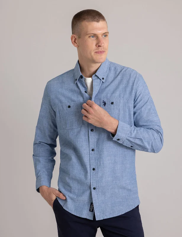 Men's Luxury Shirts for High-End FashionCOTTON CANVAS LONG SLEEVE SHIRT