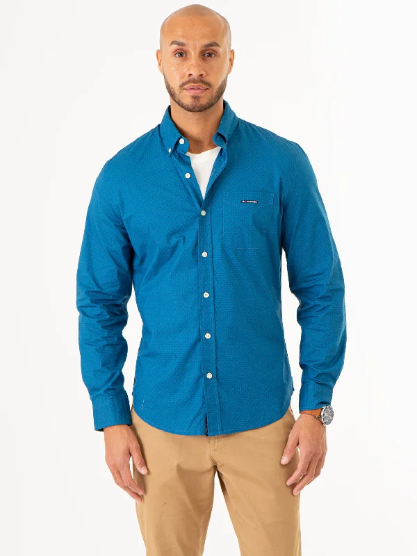 Men's Striped Long-Sleeve Shirts for a Maritime FeelDIAMOND PRINT LONG SLEEVE SHIRT WITH POCKET