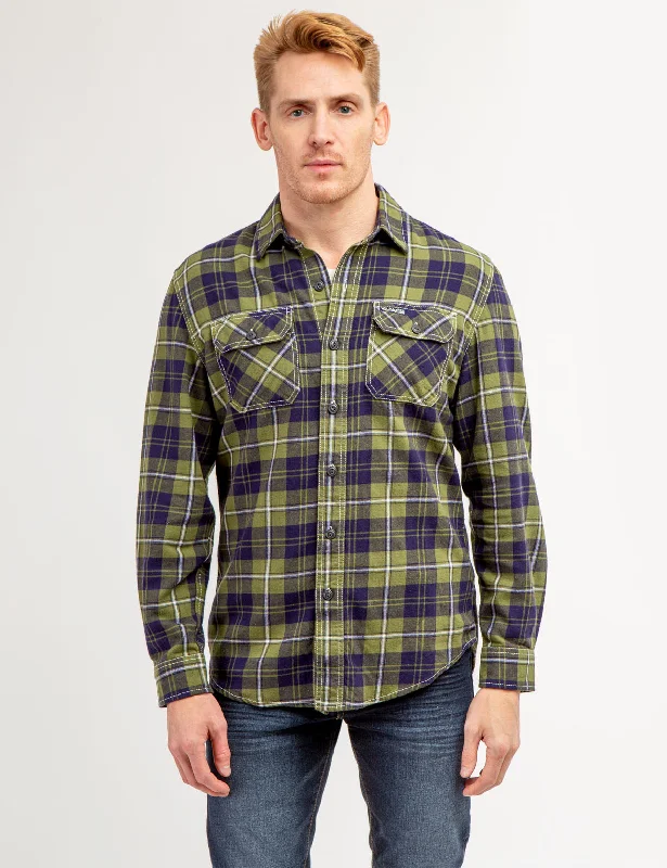 Lightweight Men's Poplin ShirtsHEAVY TWILL PLAID SHIRT WITH CHEST POCKETS