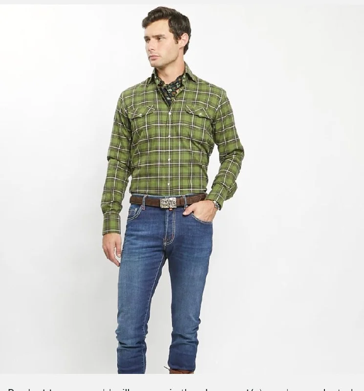 Men's Big and Tall Shirts for Added ComfortKacey Field Shirt in Green/Brown Plaid