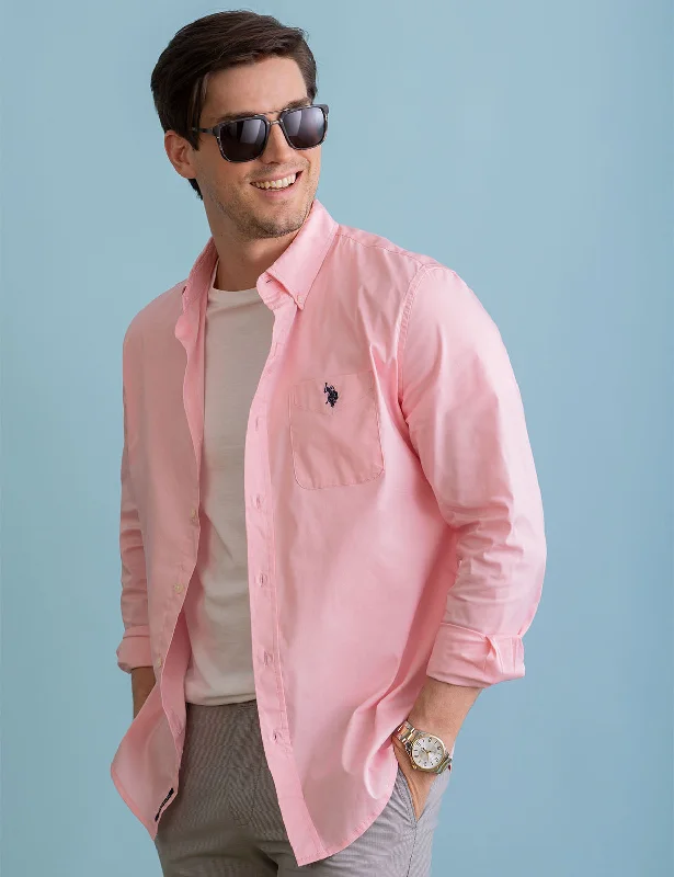 Men's Bold-Color Shirts for a Statement PieceLONG SLEEVE SOLID STRETCH POPLIN SHIRT