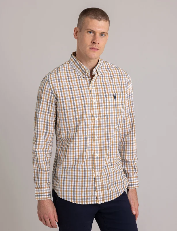 Men's Henley T-Shirts for a Casual TwistMULTI GINGHAM POPLIN LONG SLEEVE SHIRT