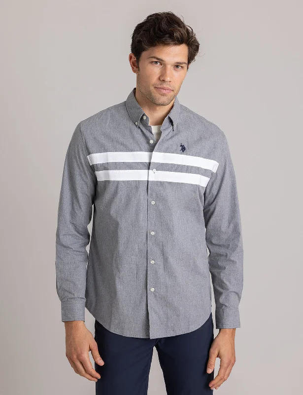 Men's Organic Cotton Shirts for Eco-ConsciousnessPEACHED HEATHER POPLIN LONG SLEEVE SHIRT