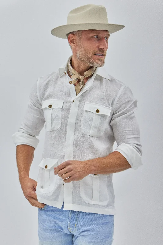 Men's Unique Dress Shirts for a Statement LookPositano Work Shirt in White Linen