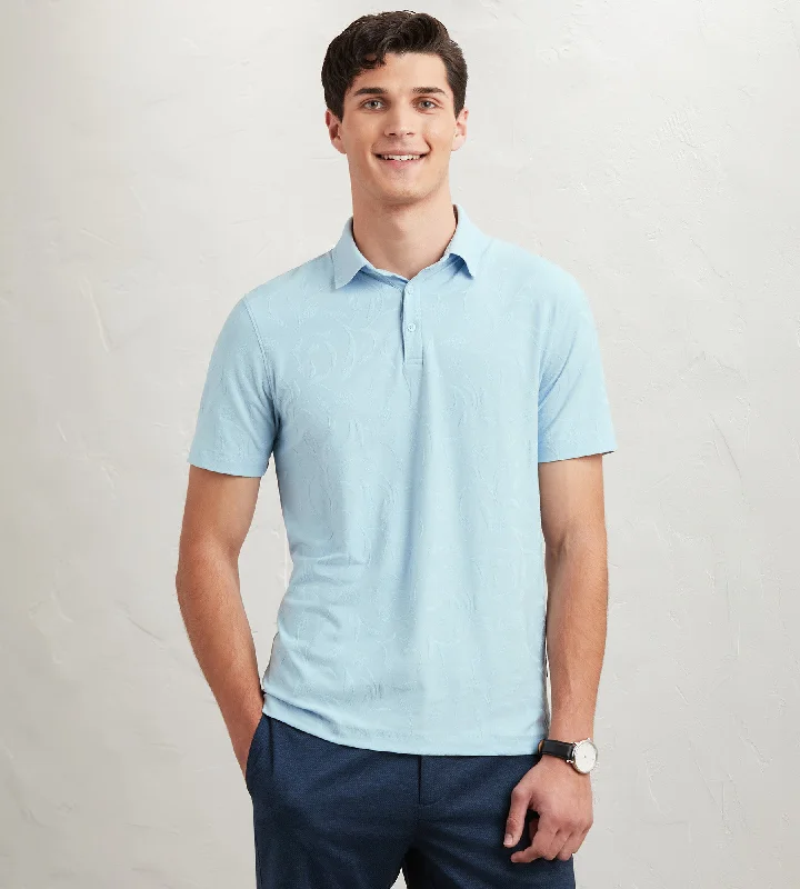 Men's Shirts with Appliqué DetailsModern Fit Short Sleeve Button Down Jacquard Polo