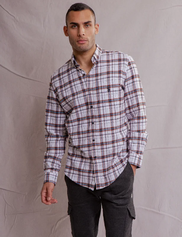 Men's Monochrome Shirts for a Minimalist VibeWHITE LABEL RECYCLED PLAID SHIRT