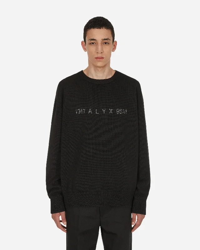 Men's Sweaters with SnapsTreated Logo Crewneck Sweater Black