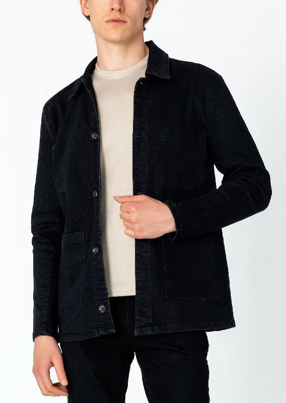 Men's Coats for Every BudgetPatch Pocket Fitted Denim Jacket - Black