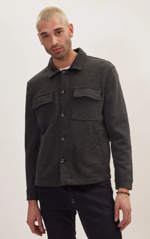 Men's Coats with HoodsFull Button Up Jacket - Anthracite