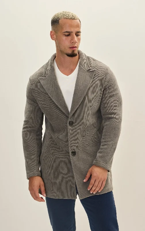 Versatile Men's Pea CoatsRelaxed Corduroy Button Closure Jacket - Grey