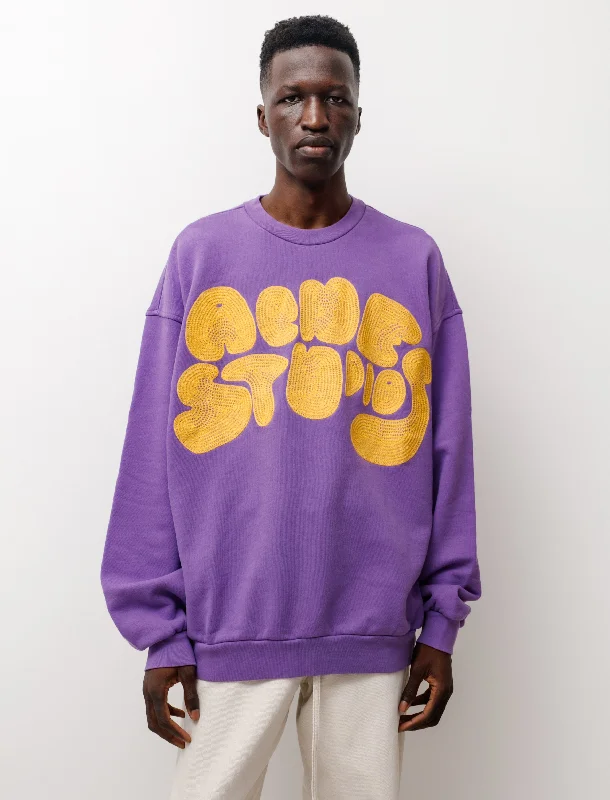 Men's Sweaters with Ribbed HemsBubble Logo Crewneck Lilac