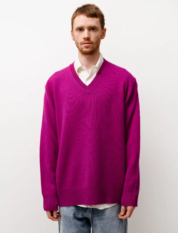 Men's Sweaters with Shawl CollarsV-Neck Cashmix Sweater Magenta