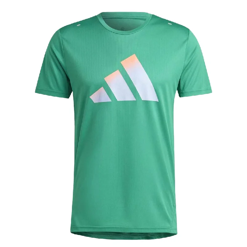 Men's Shirts with UV Protectionadidas - Men's Run Icons 3 Bar Short Sleeve T-Shirt (HR3245)