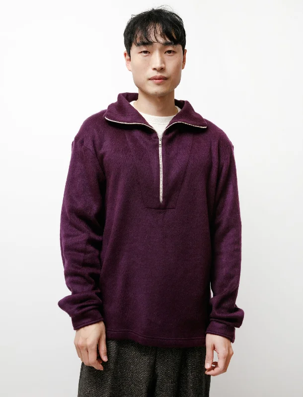 Men's Sweaters with Ribbed WaistbandsShaggy Half Zip Eggplant