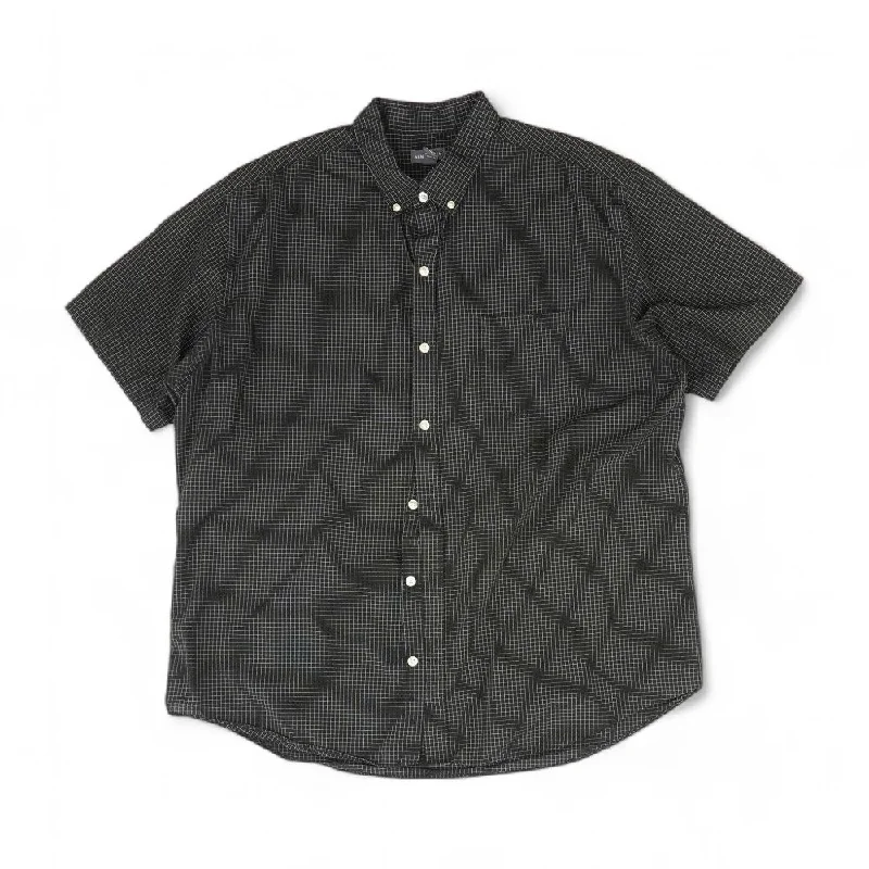 Men's Shirts with Embellished SleevesBlack Check Short Sleeve Button Down