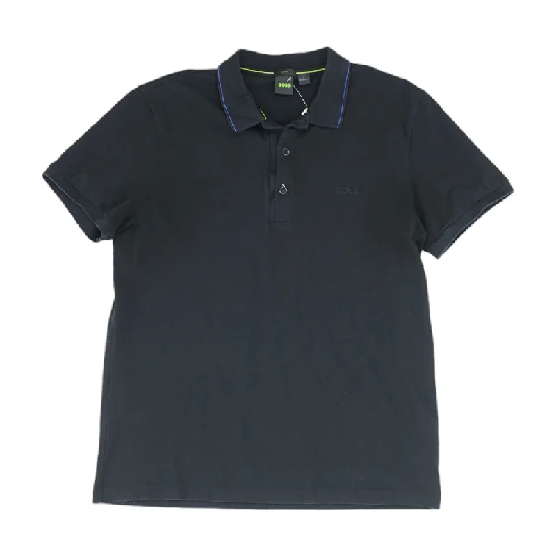 Men's Shirts with Graphic SleevesBlack Solid Short Sleeve Polo