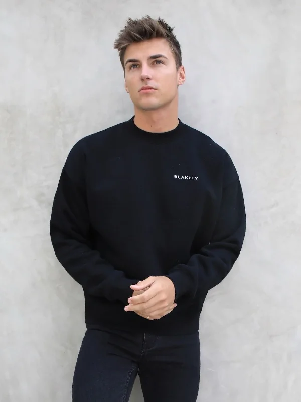 Men's Hoodies with Military InfluenceSeries Relaxed Jumper - Black