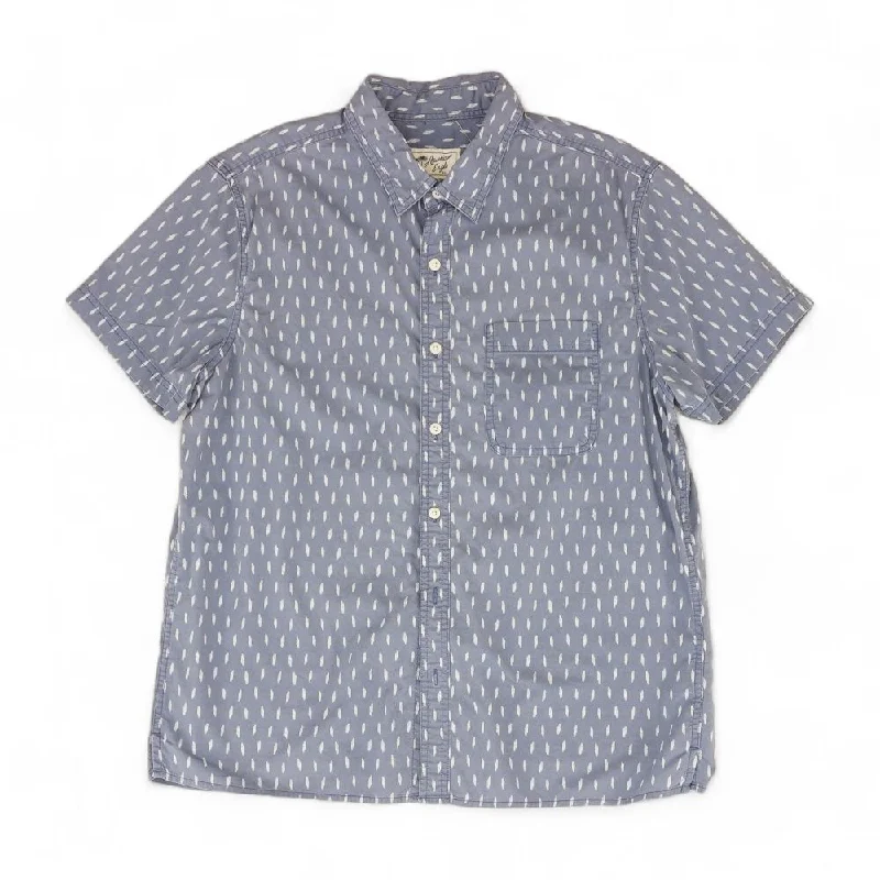 Men's Shirts with Belt AttachmentsBlue Graphic Short Sleeve Button Down