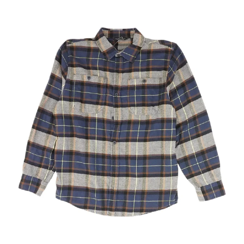 Warm Men's Fleece-Lined TopsBlue Plaid Flannel Button Down