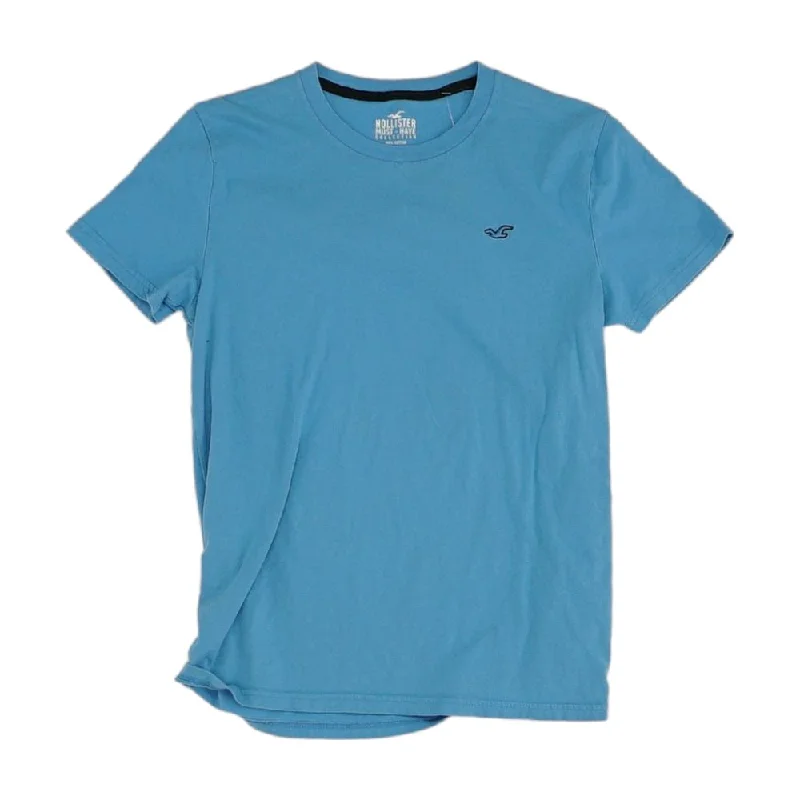 Men's Shirts with Hook-and-Loop ClosuresBlue Solid Crewneck T-Shirt